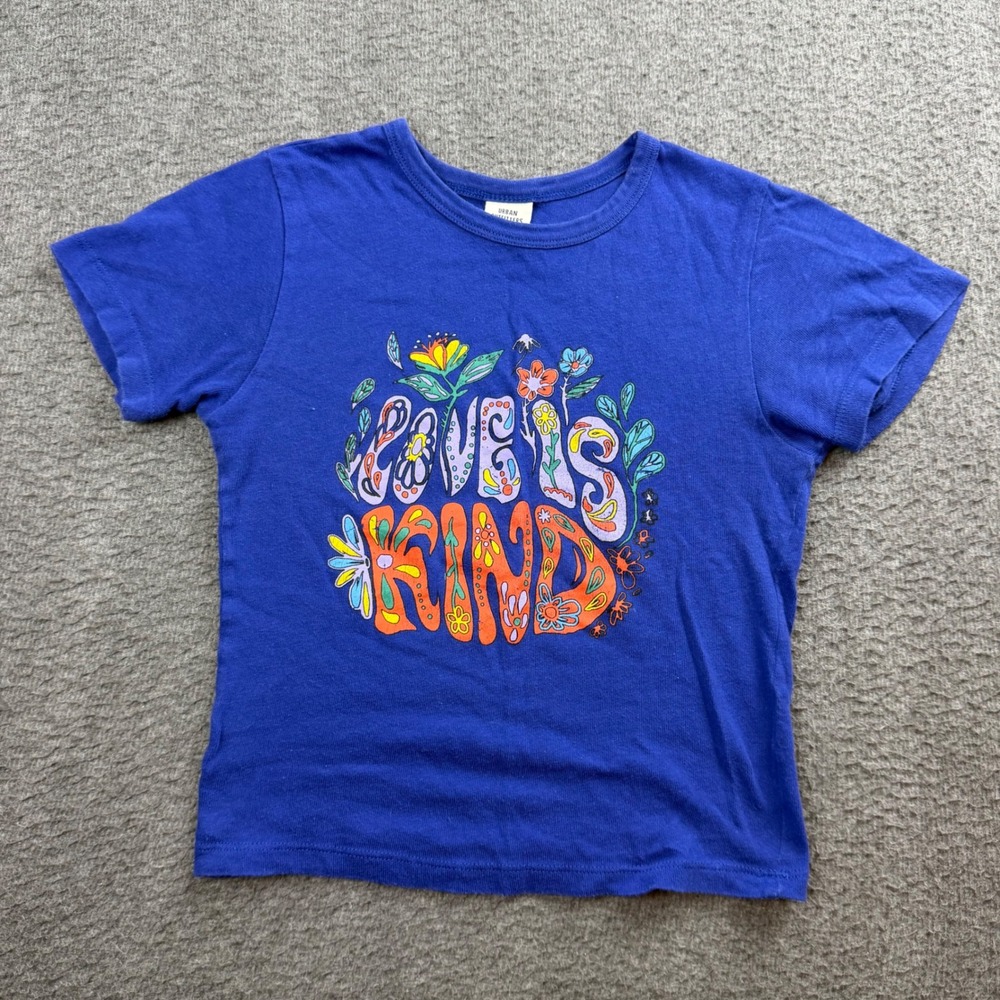 Urban Outfitters Graphic Tee Womens Small Blue Love Is Kind Retro Baby Tee